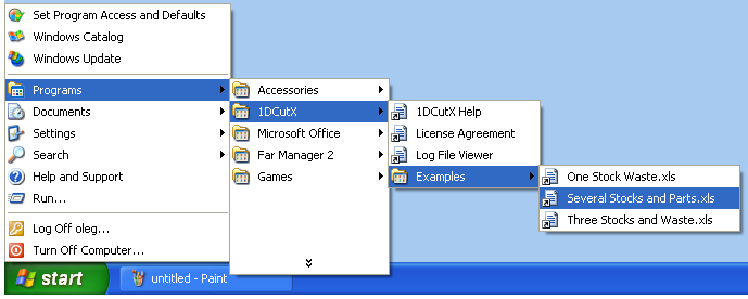 How to open 1DCutX Examples in Excel.